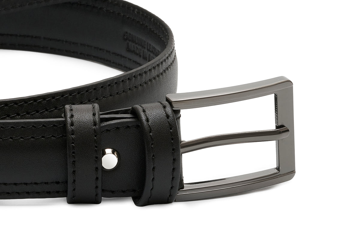 CLASSIC SOLID BELT WITH DOUBLE EDGE STITCH